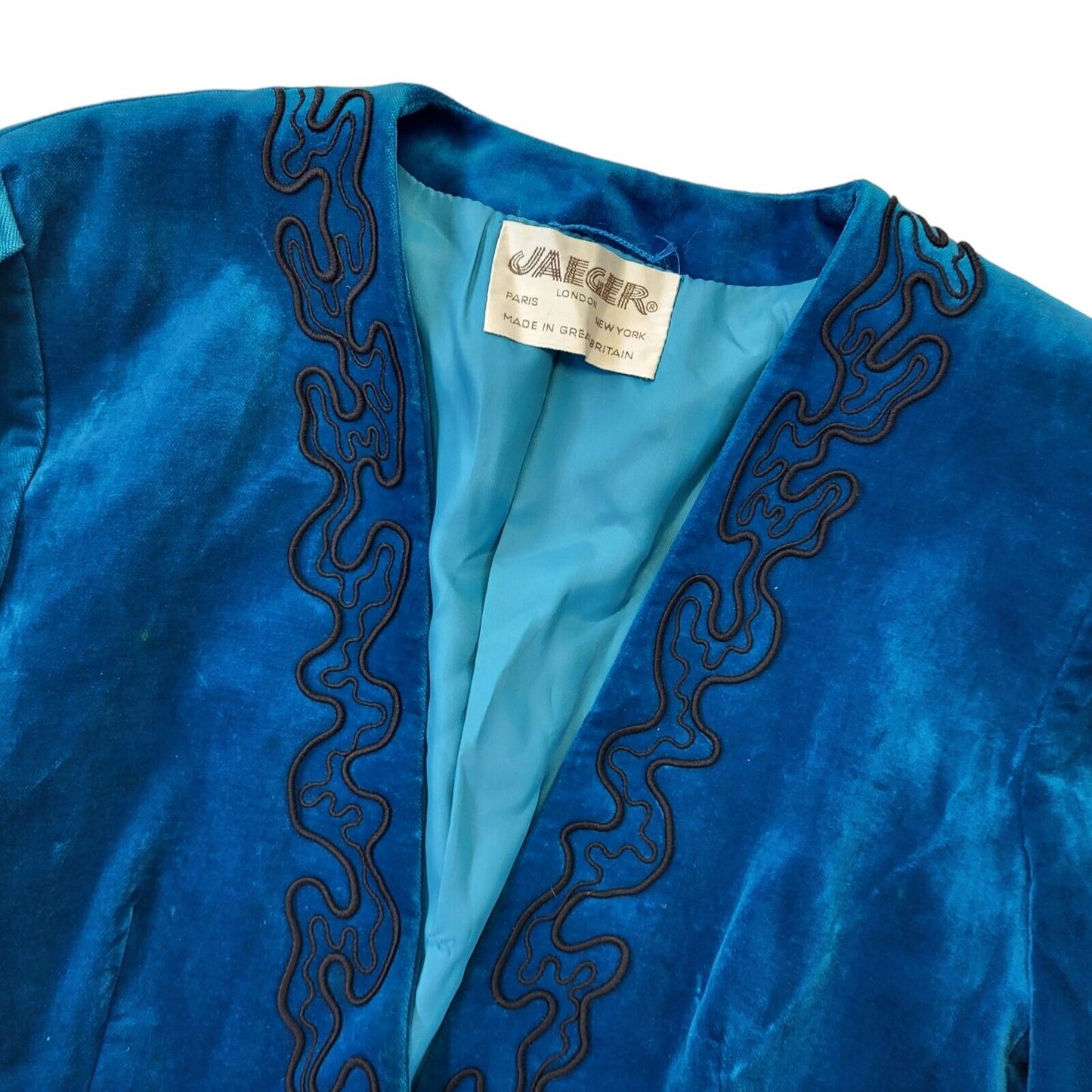 Jaeger 80s Vintage Blue One Button Wool Jacket  Women's Size 12
