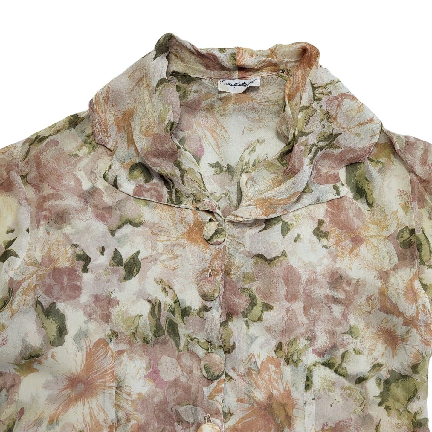 Miss Selfridge Vintage 80s Floral Brown Shirt blouse Women's Uk 12