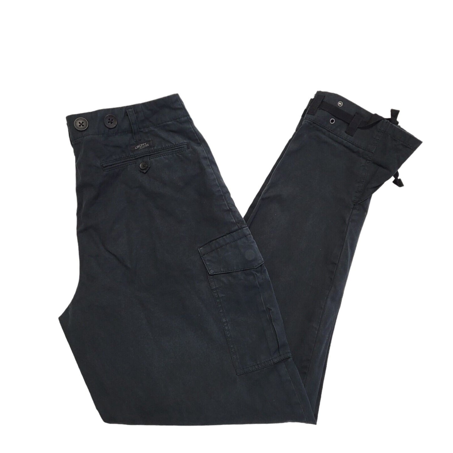 DKNY Jeans Black Tapered Leg Cargo Trousers Women's Size 10 W28 L30
