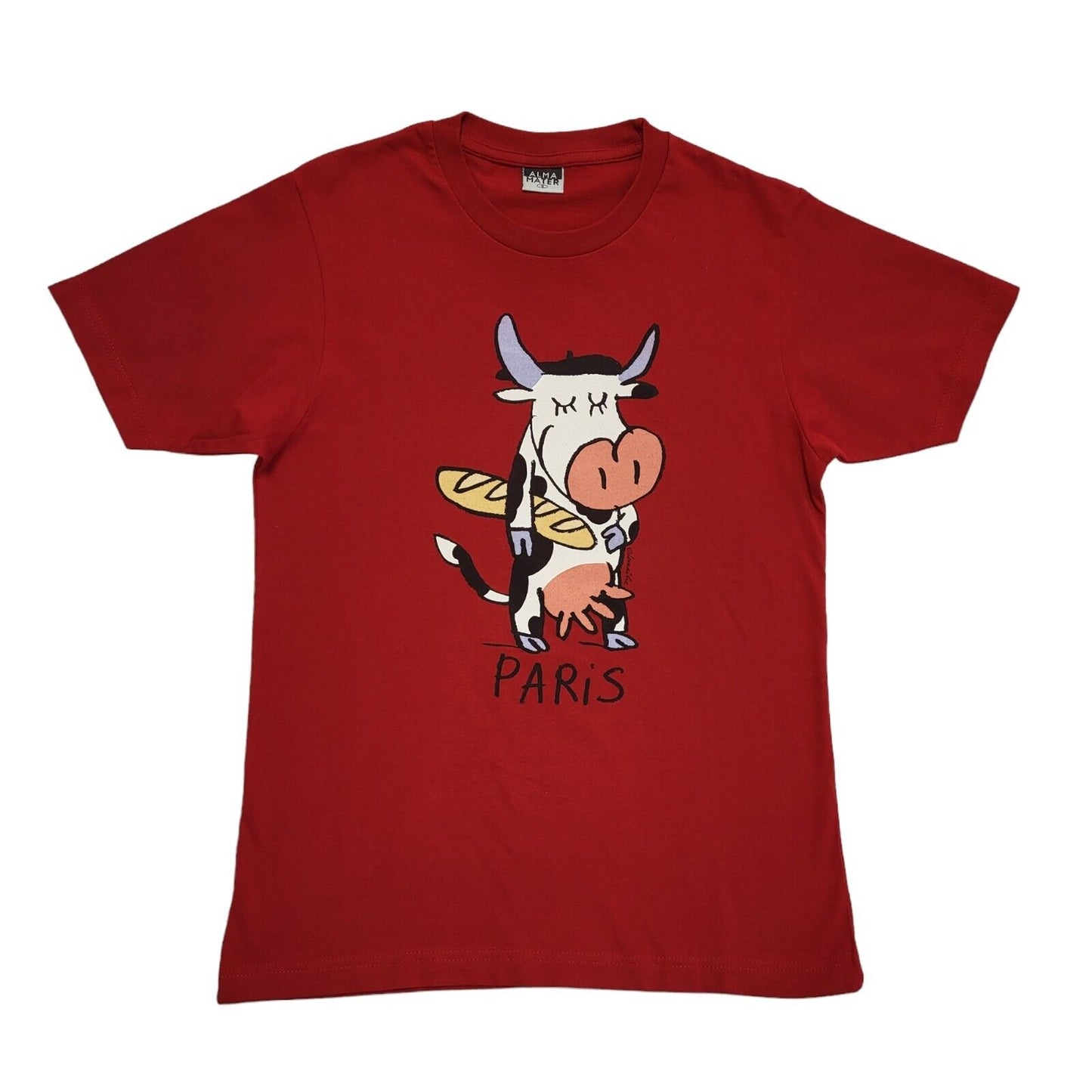 Alma Mater Vintage Y2K Red Cow Print Short Sleeve T-Shirt Womens S