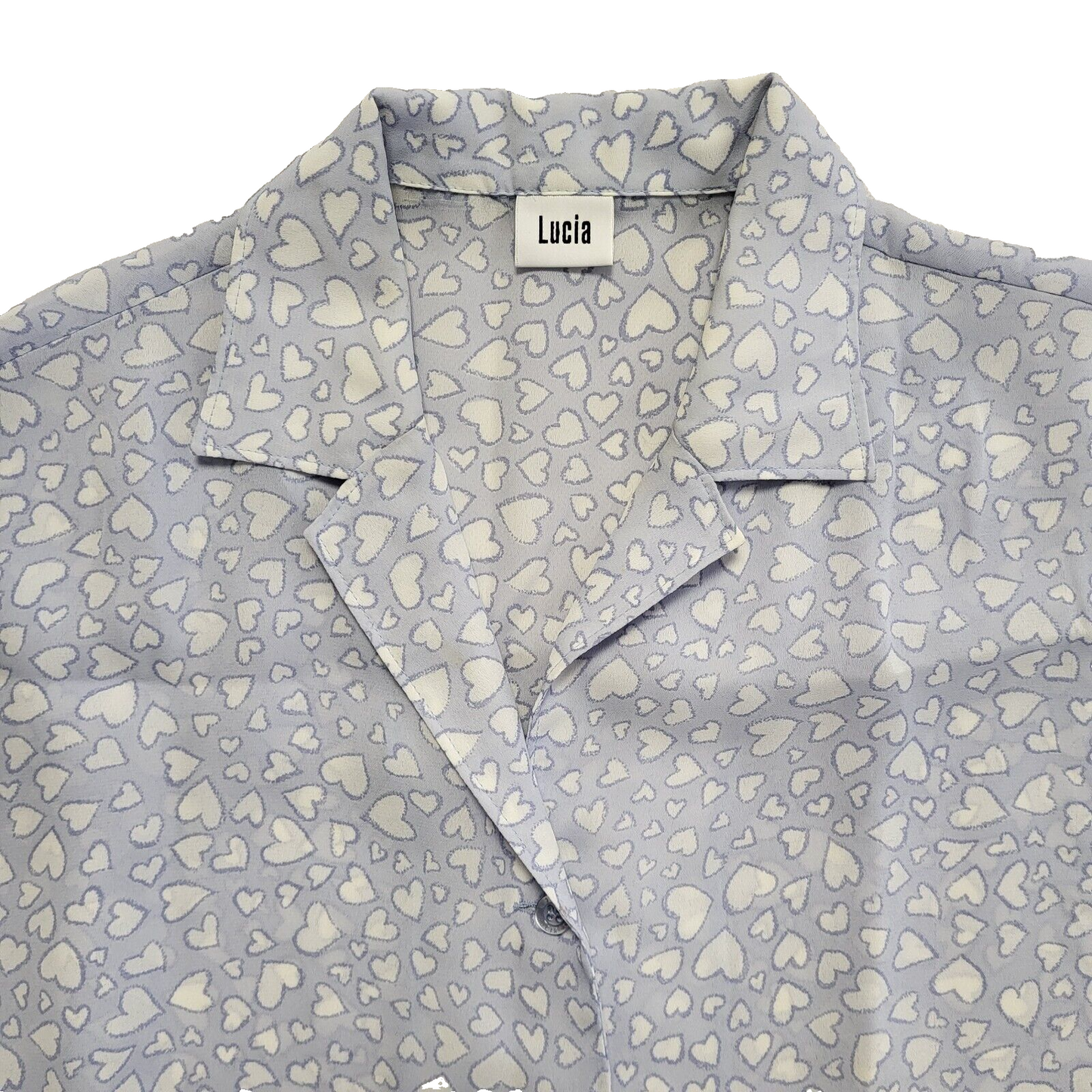 Lucia Vintage 80s Love Heart Buttoned Blouse Women's Uk 16