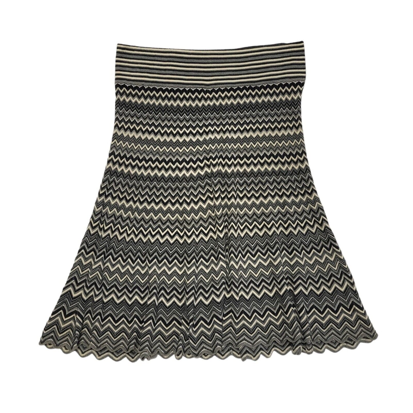 Kookai Y2K Vintage Grey Zigzag A-Line Skirt Women's Size L 12 W30