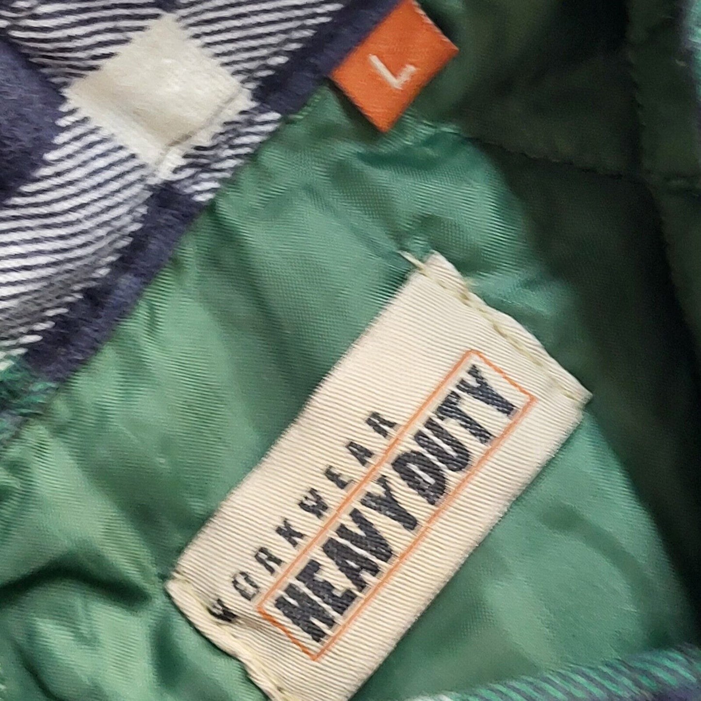 Heavy Duty Y2k Green Blue Check Long Sleeve Shirt/Jacket Uk Men's Size Large