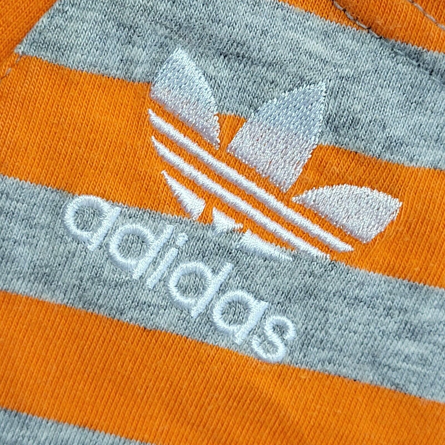 Adidas Orange & Grey Striped Vintage 90s T-Shirt Uk Men's Medium