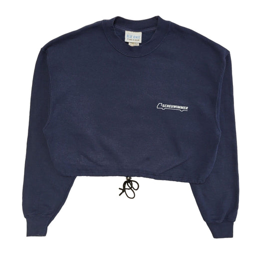 Fruit Of The Loom 90's Scheuwimmer Blue Cropped Sweatshirt Womens UK Size L