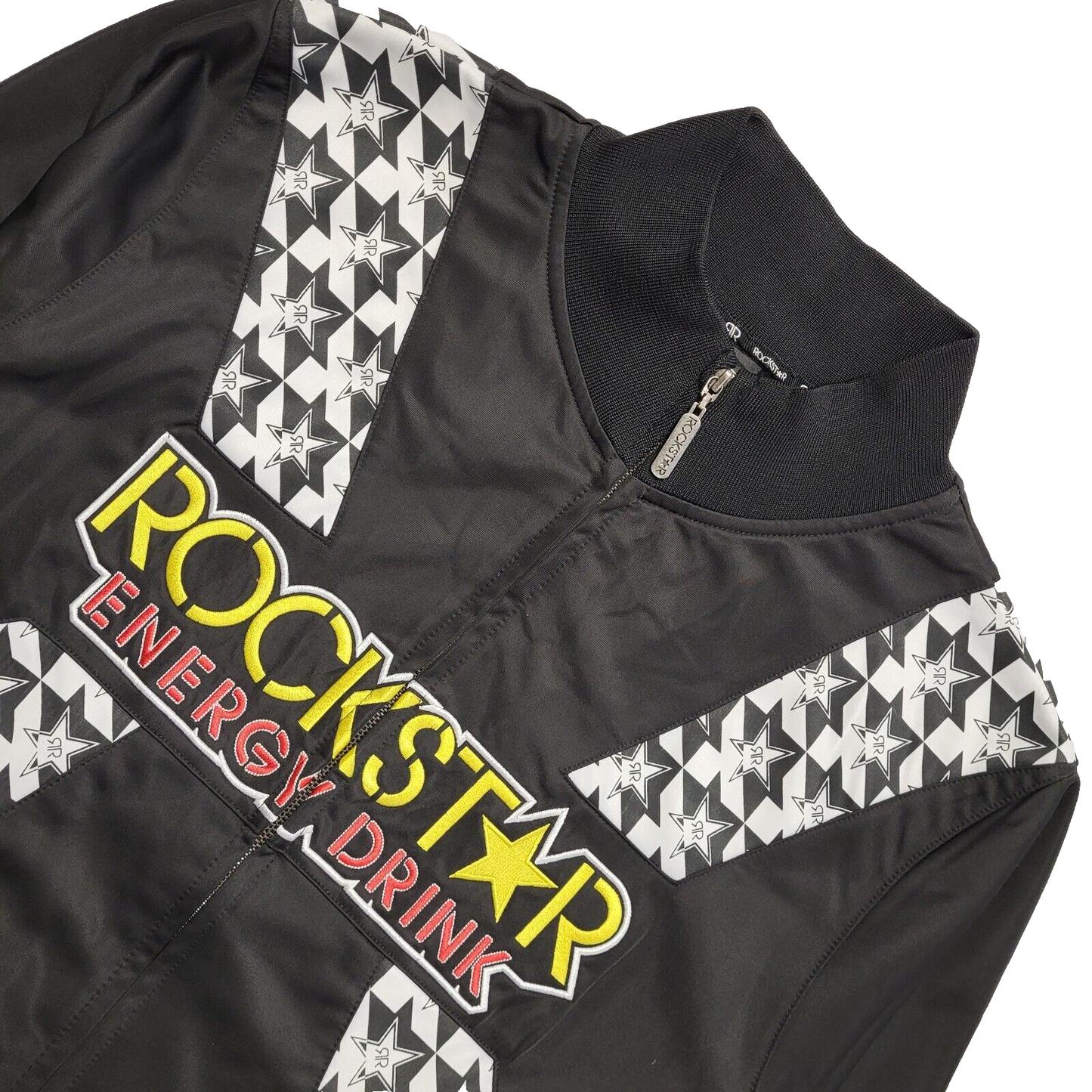 Rockstar Vintage 90's Energy Drink Black & White Full Zip Jacket Men's UK Size L