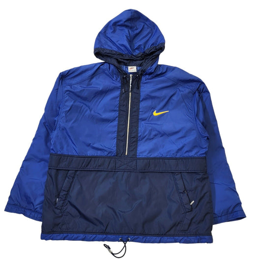 Nike 90s Vintage Blue 1/4 Zip Sports Hooded Jacket Men's Size Large