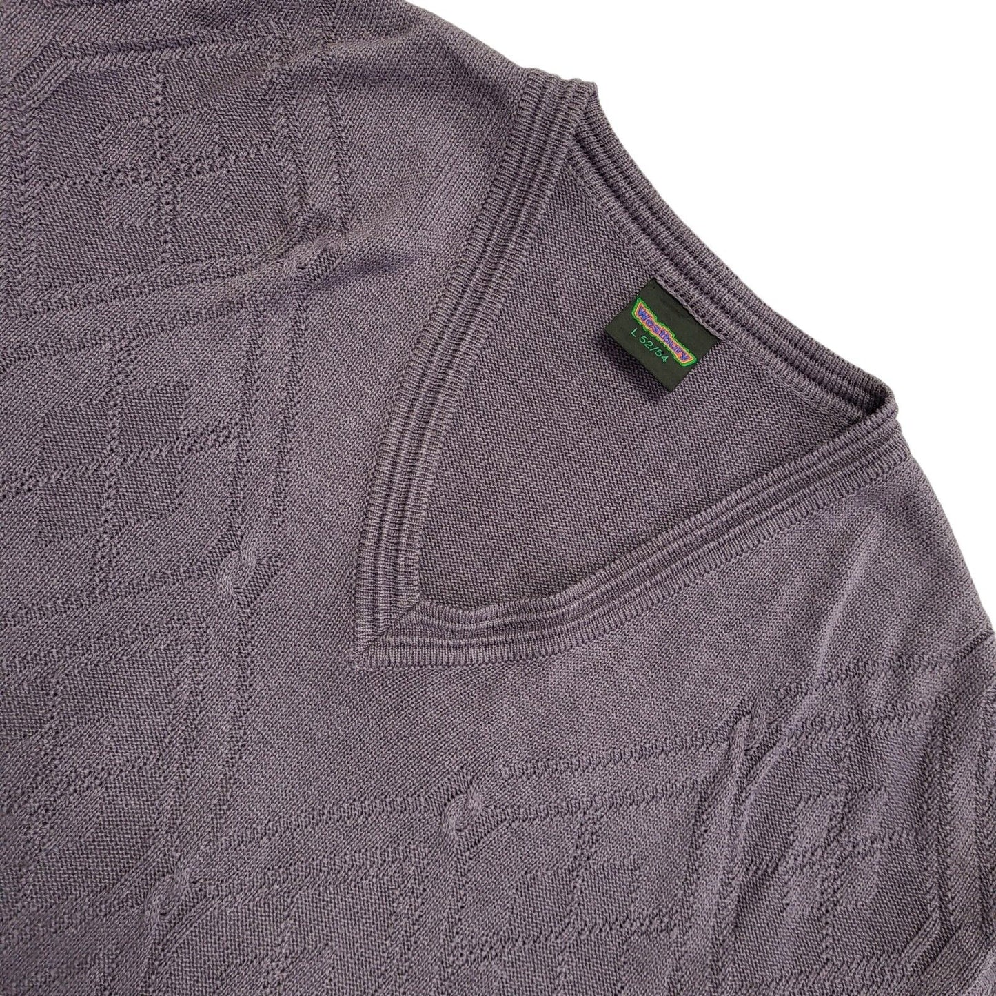 Westbury 80s Vintage Purple V-Neck Jumper Uk Men's Size Large