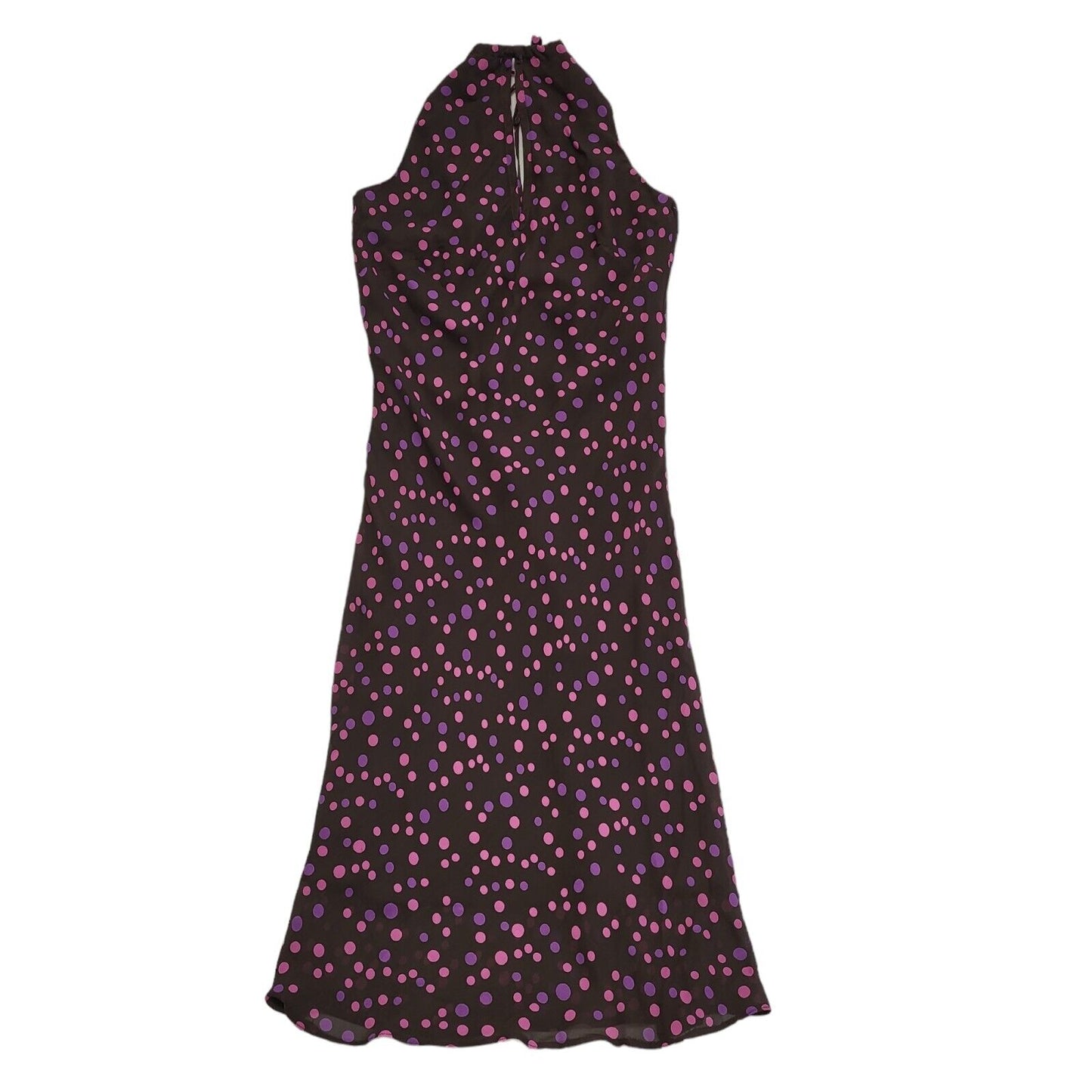 Bay Vintage 90s Pink & Purple Polka Dot Sleeveless Dress Uk Women's Size 10