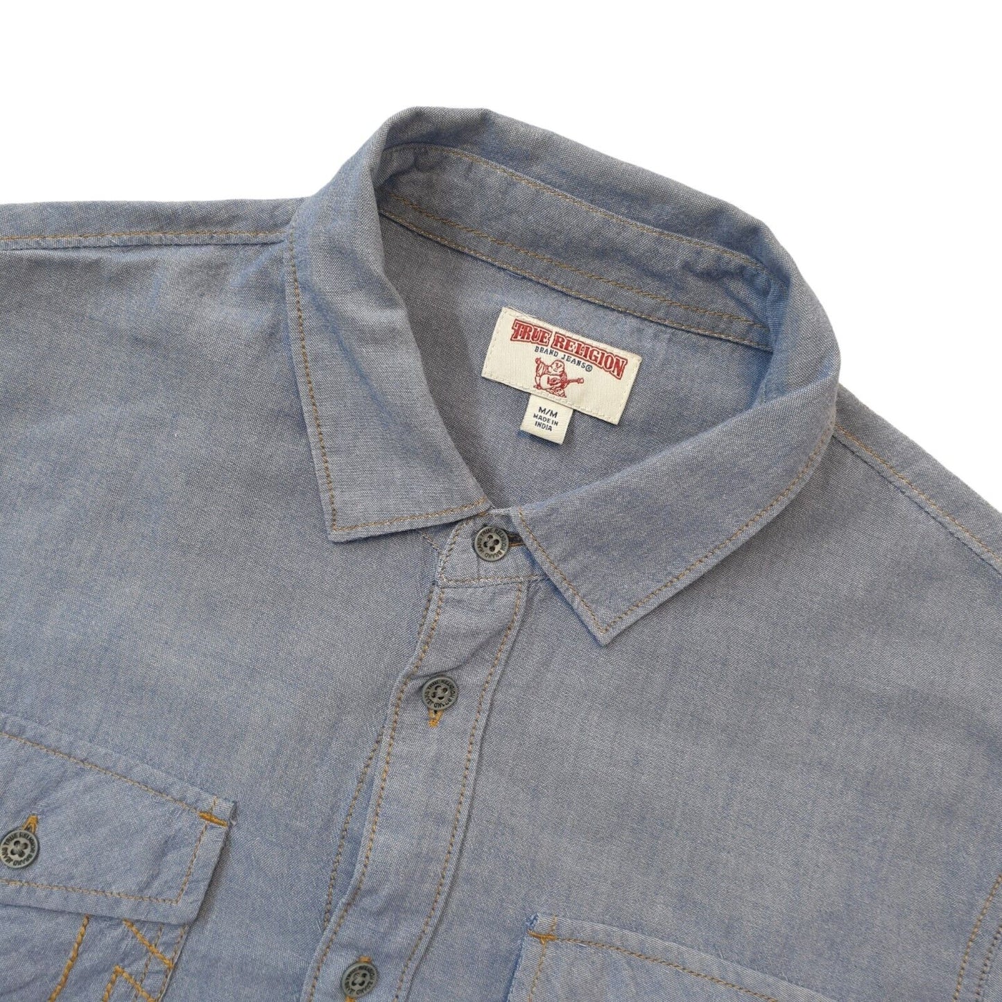 True Religion Y2K Vintage Blue Shirt Long Sleeved Men's Size Medium