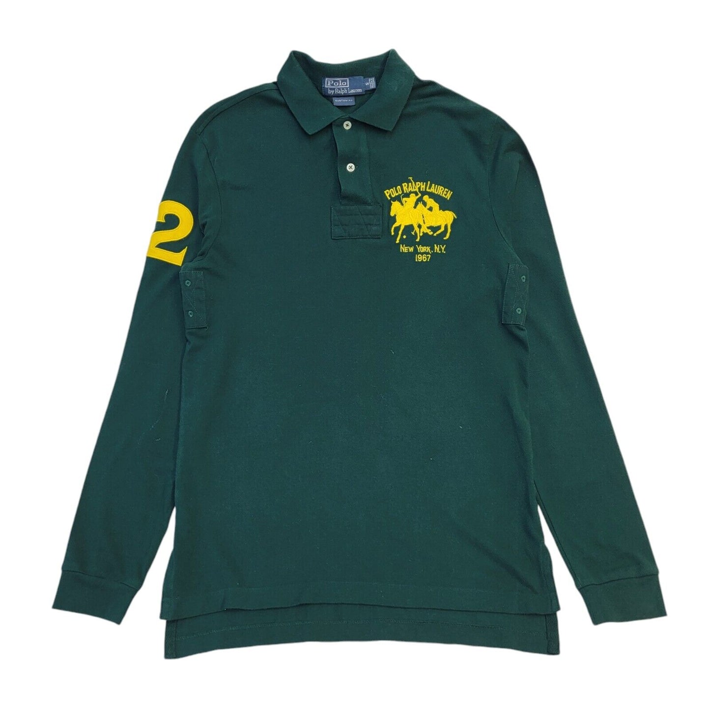 Ralph Lauren 90s Vintage Green Long Sleeve Polo Shirt Men's Size S