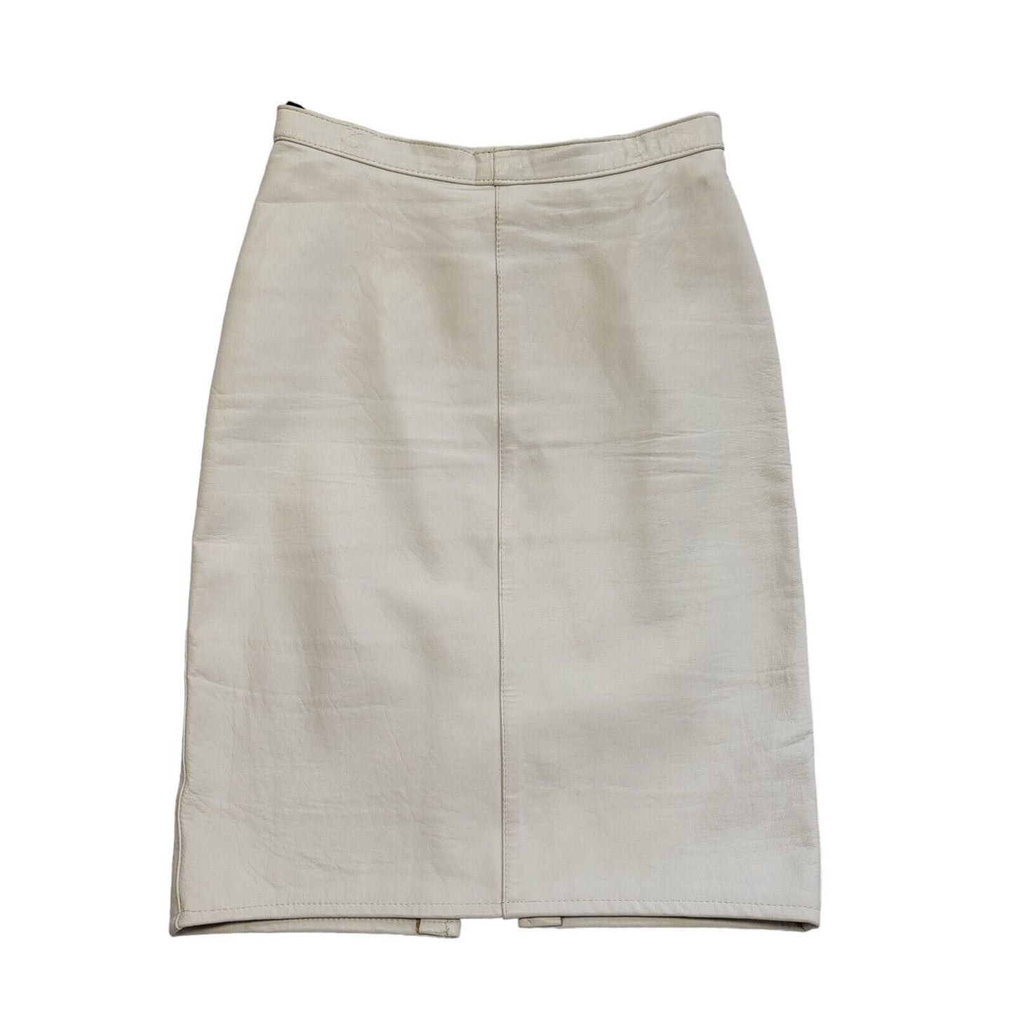 Vintage 90's White Leather Knee Length Skirt Womens UK Size 8 W24
