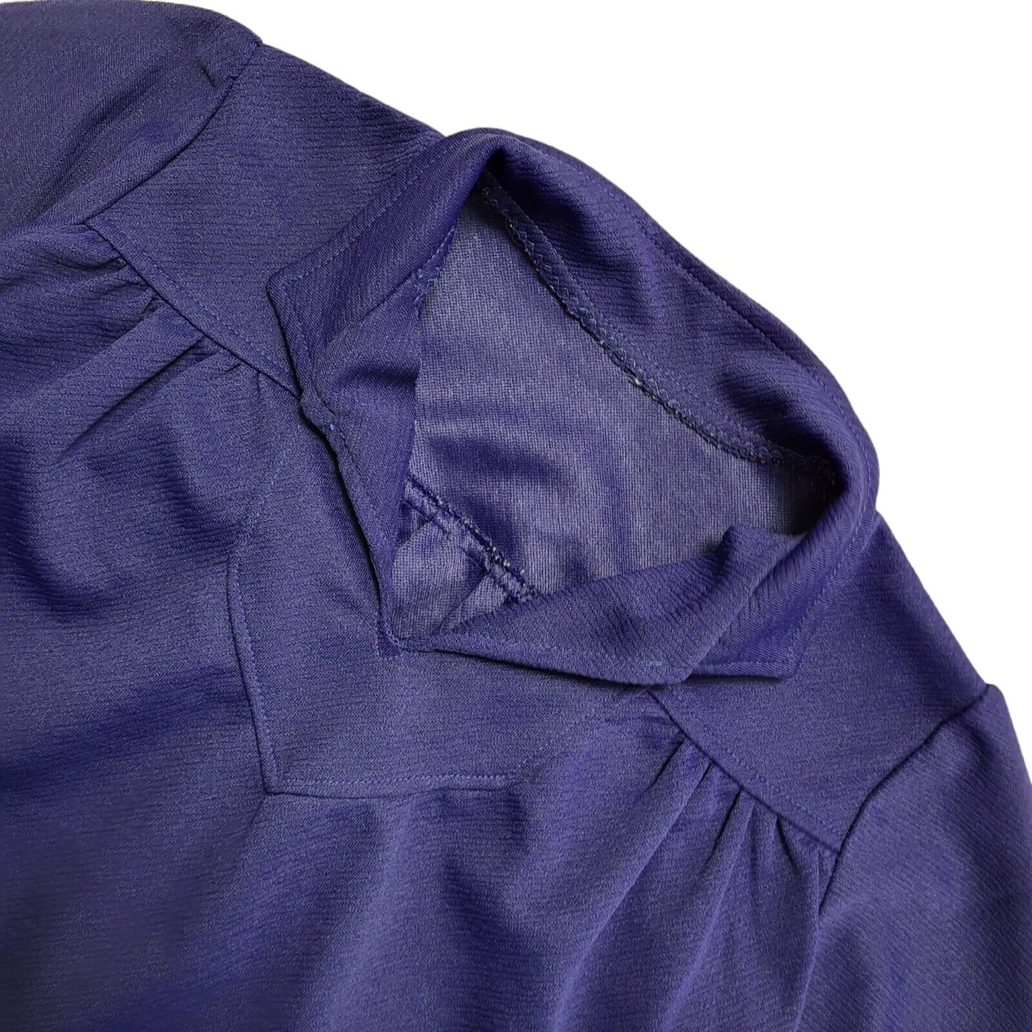 70s Vintage Blue Collared Short Sleeve Shift Dress Women's 14
