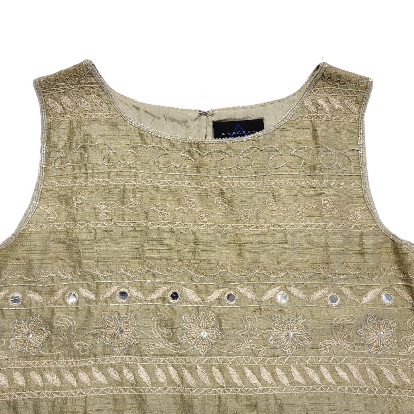 Anagram Vintage 90's Beige Sequin Sleeveless Top Womens UK Size 14