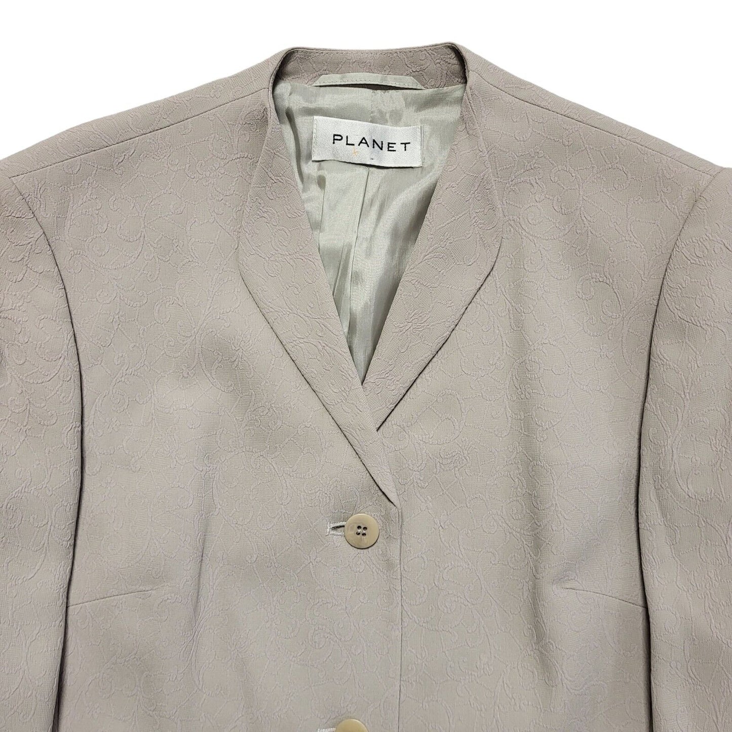 Planet Vintage 80s Grey Purple Vine Pattern Over Coat Uk 10