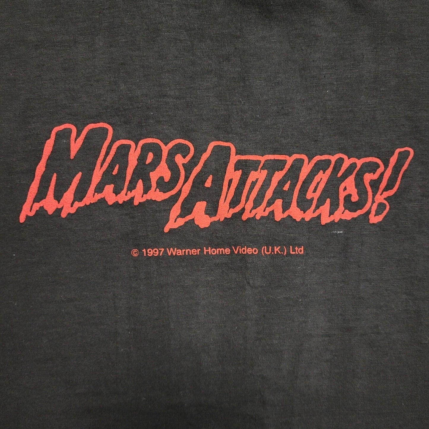 Mars Attack Flag Black Vintage 90s Short Sleeve T-Shirt Uk Men's L