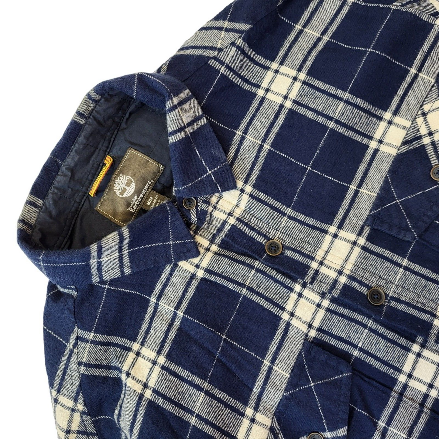 Timberland Earth Keepers Y2K Blue & White Check Shirt Men's Size Medium