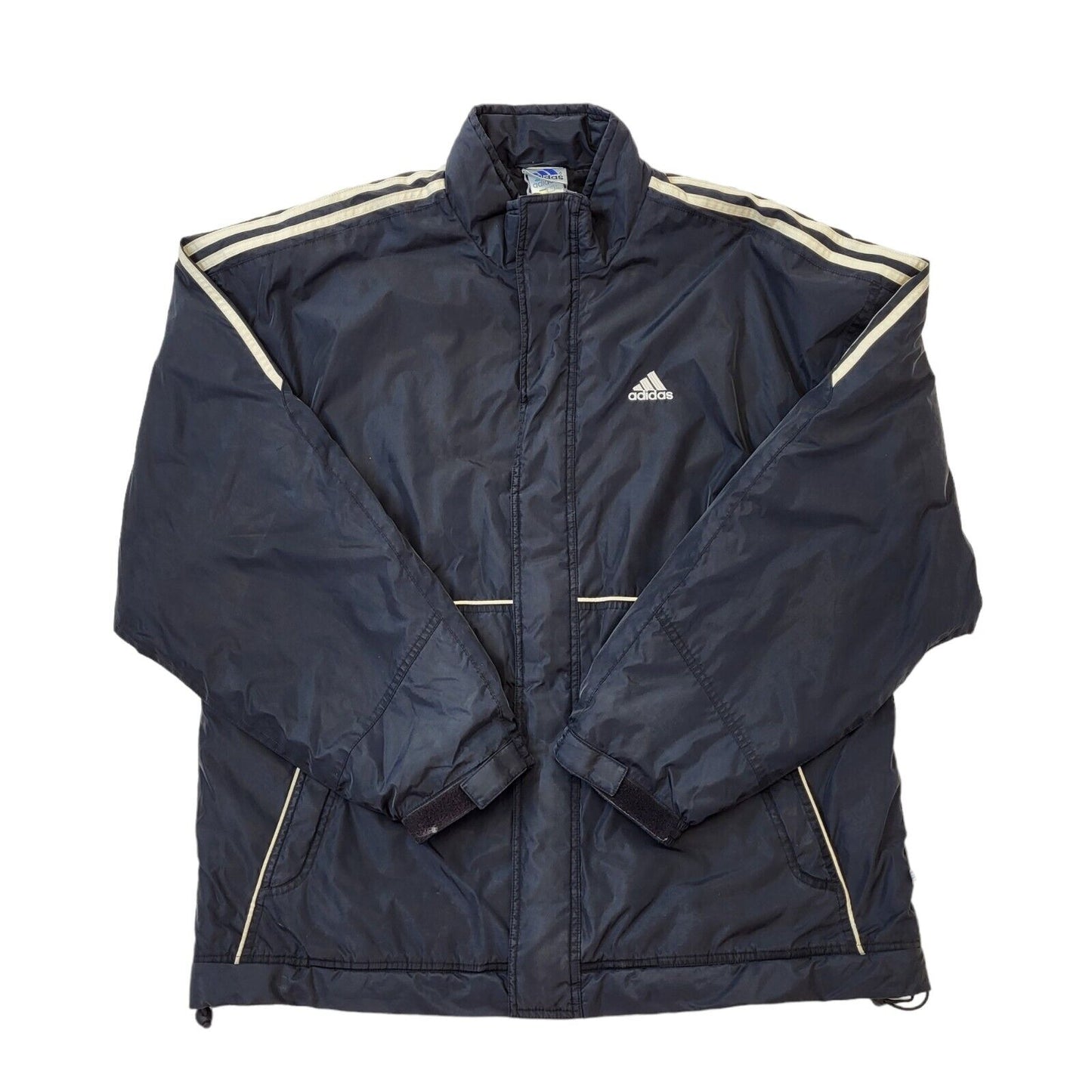 Adidas 90s Vintage Black Over-sized Windbreaker Coat Men's Size 2XLarge
