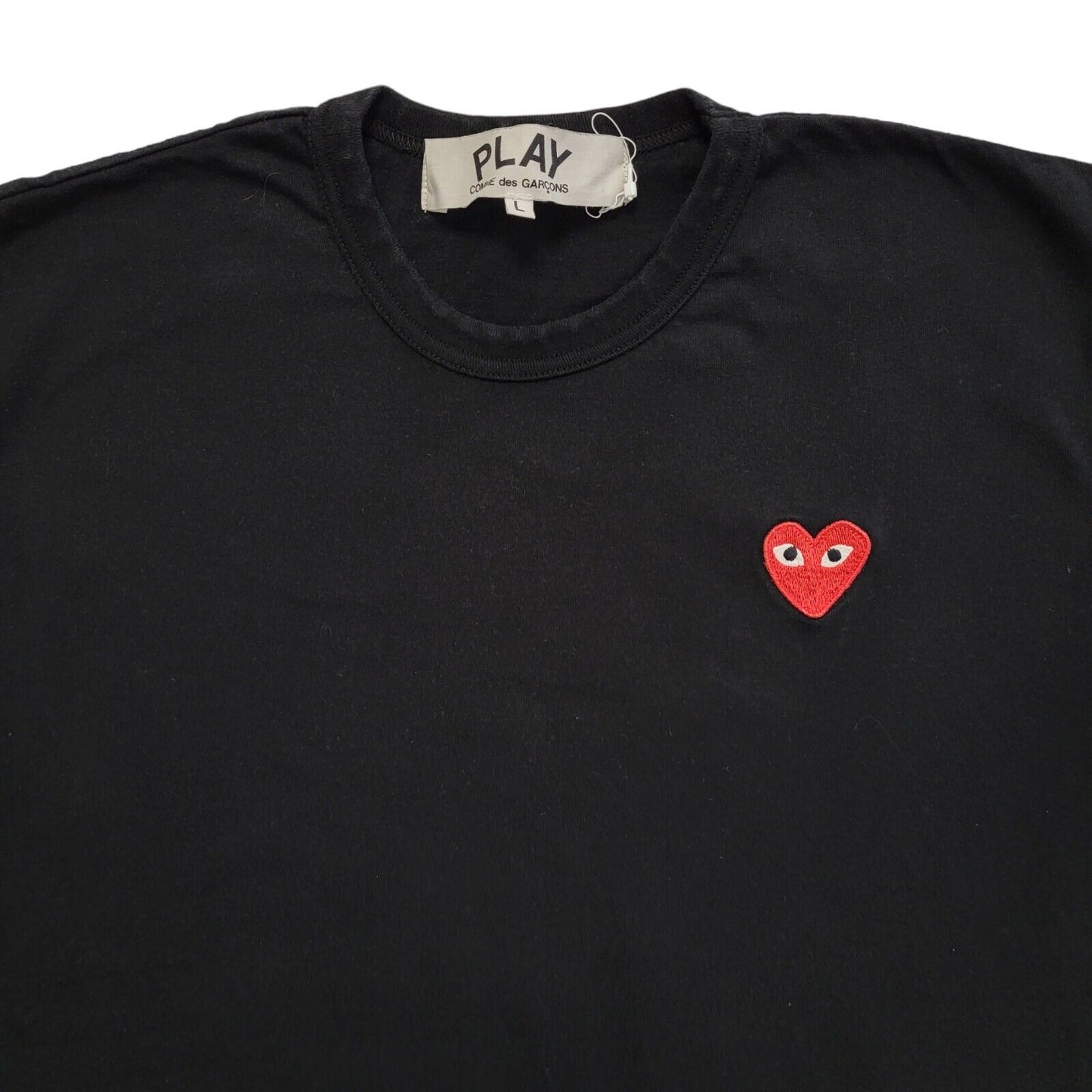 Comme DersGarcons Play Vintage Y2K Black Heart Detail T-Shirt Womens UK L