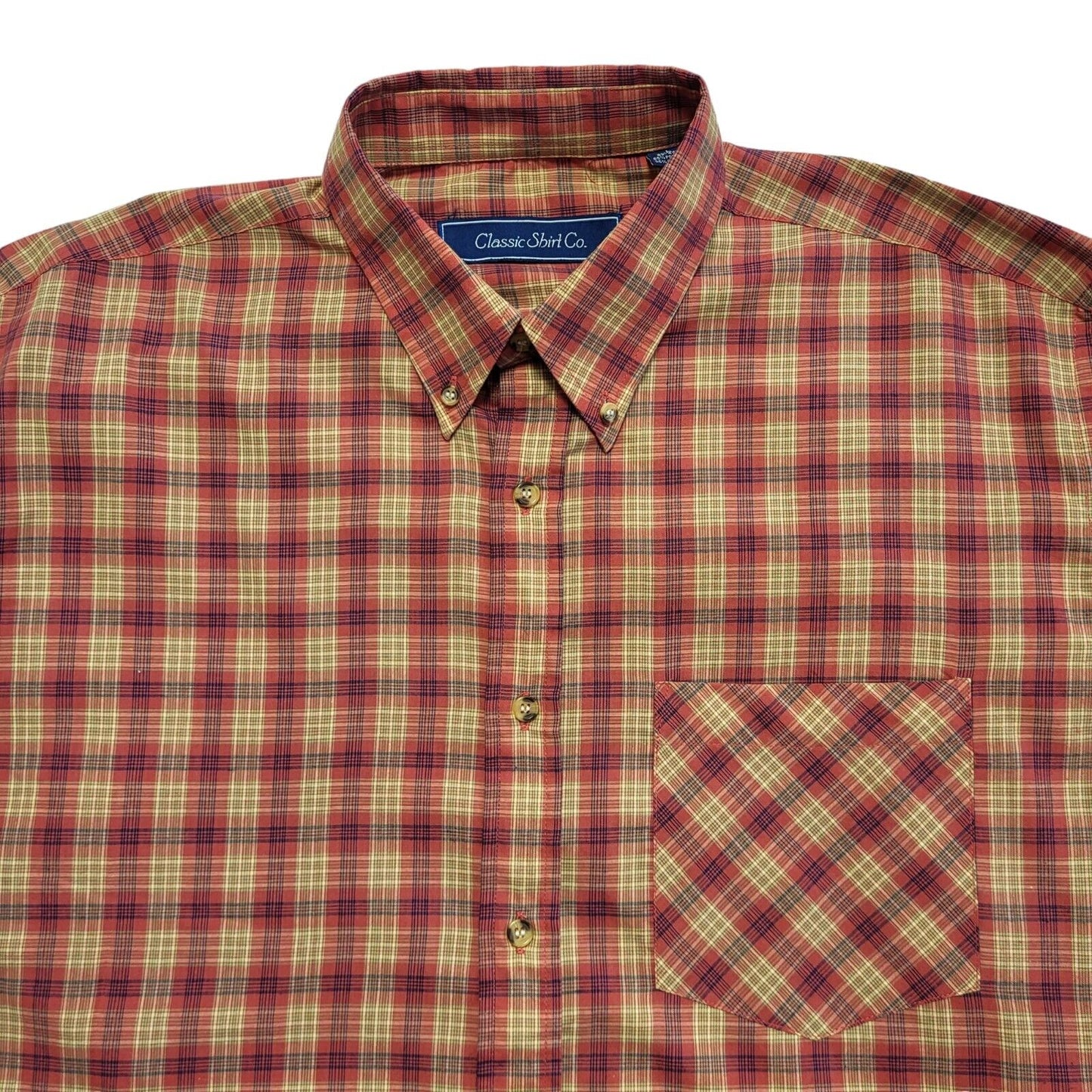 Classic Shirt Co Vintage Y2k Red Check Long Sleeve Shirt Men's UK L