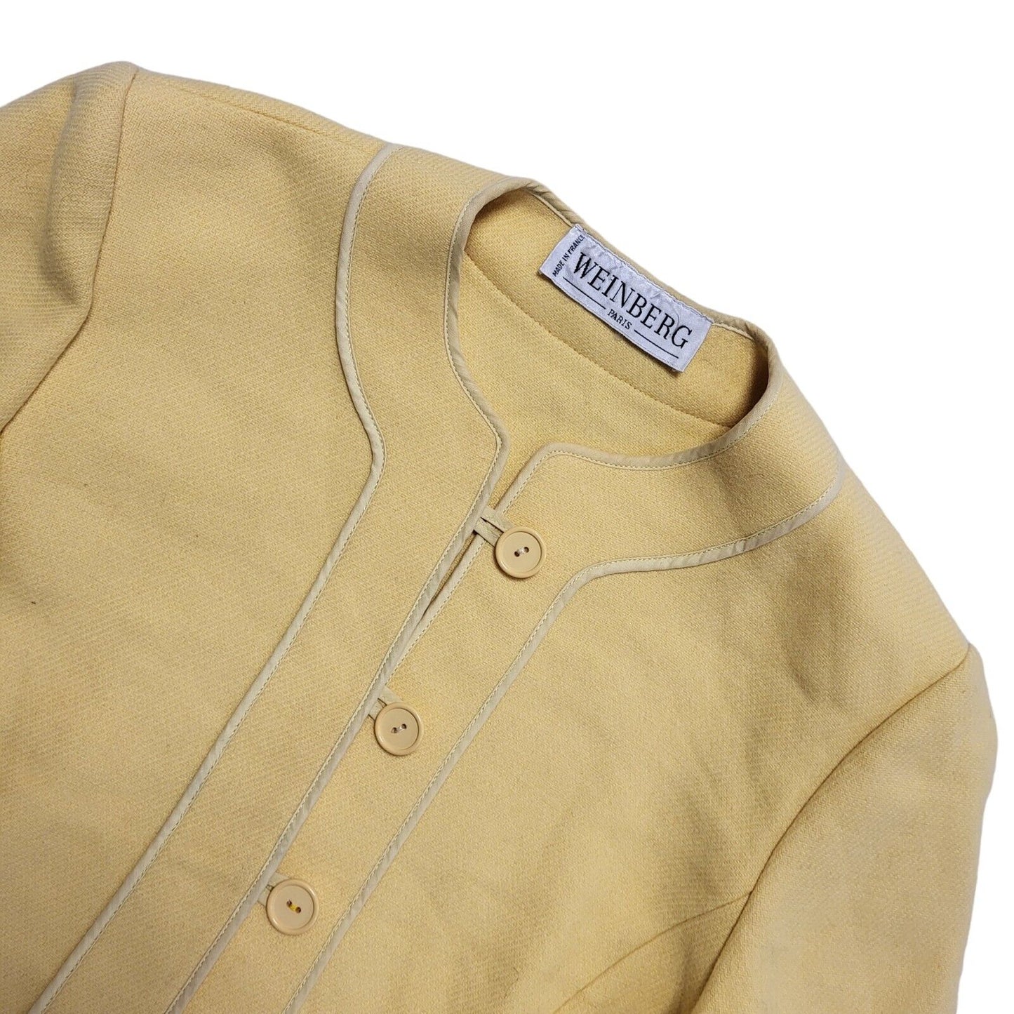 Weinberg Yellow 80s Vintage Button Dress Jacket Uk Women's Size 12
