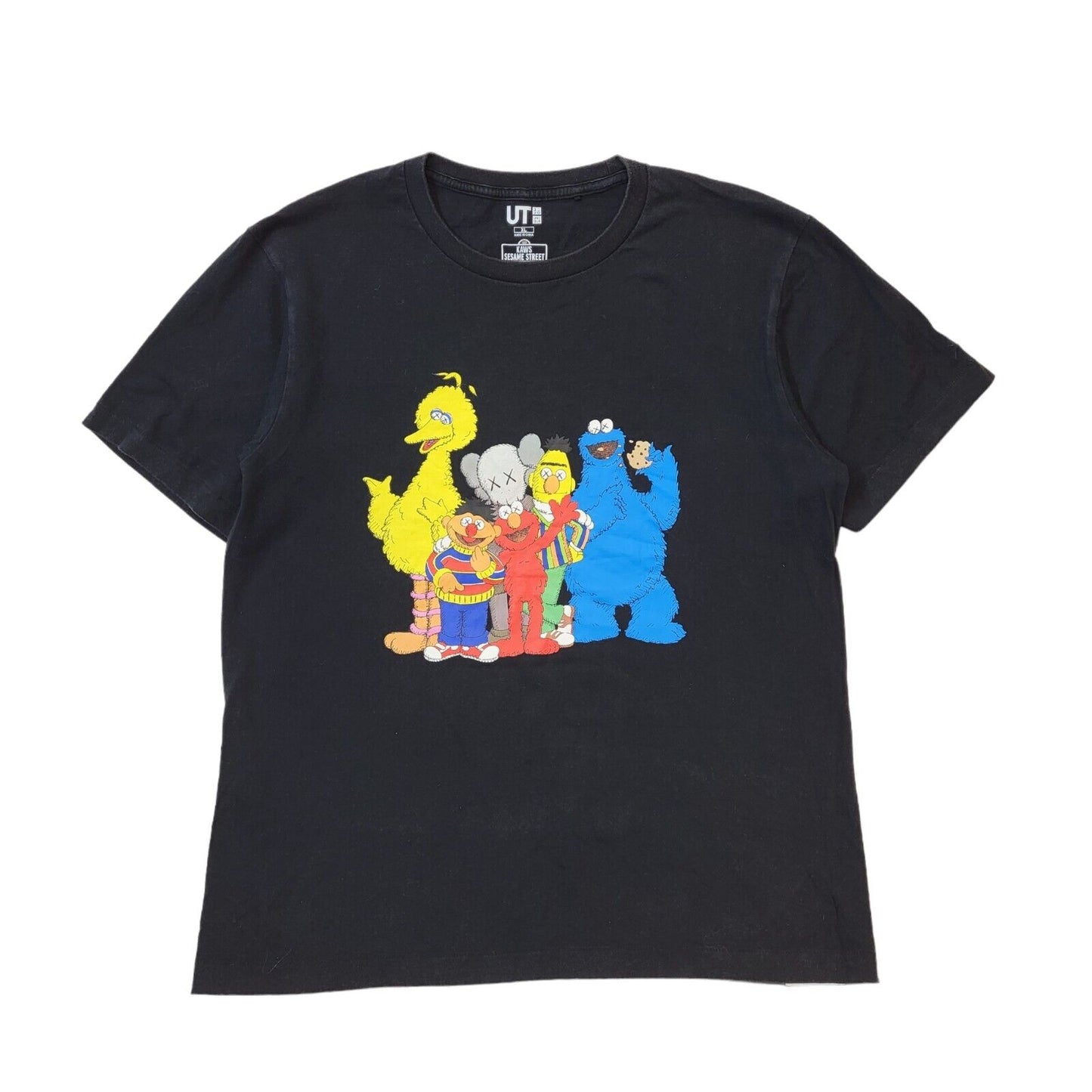 Kaws Uniqlo Sesame Street Graphic T-Shirt Black Women's UK Size XL