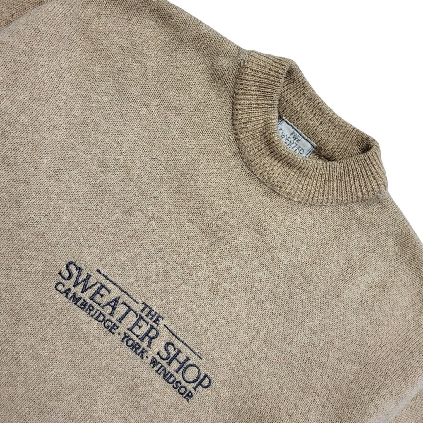 Sweater Shop Vintage 80's Beige Crew Neck Jumper Uk Men's Size XL