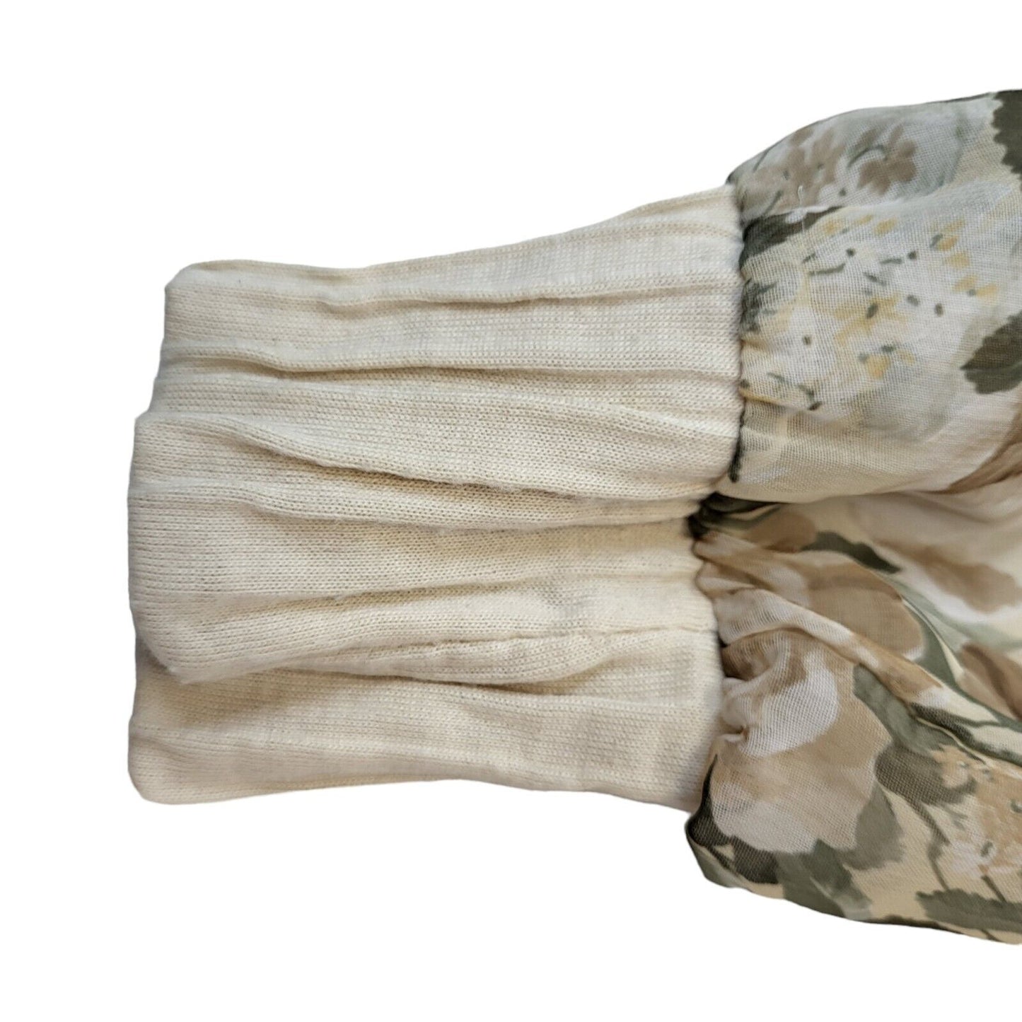 90s Vintage Cream Brown Floral Open Front Blouse Women's 16
