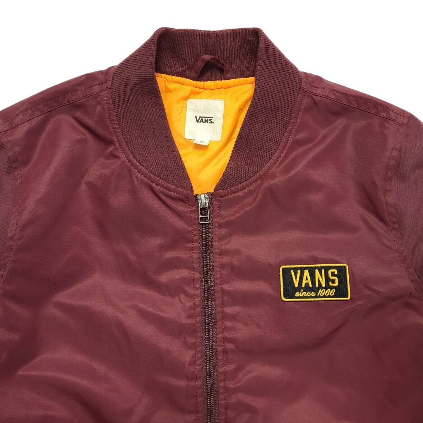 Vans Burgundy Y2k Zipped Bomber Jacket Uk Women's Size Small