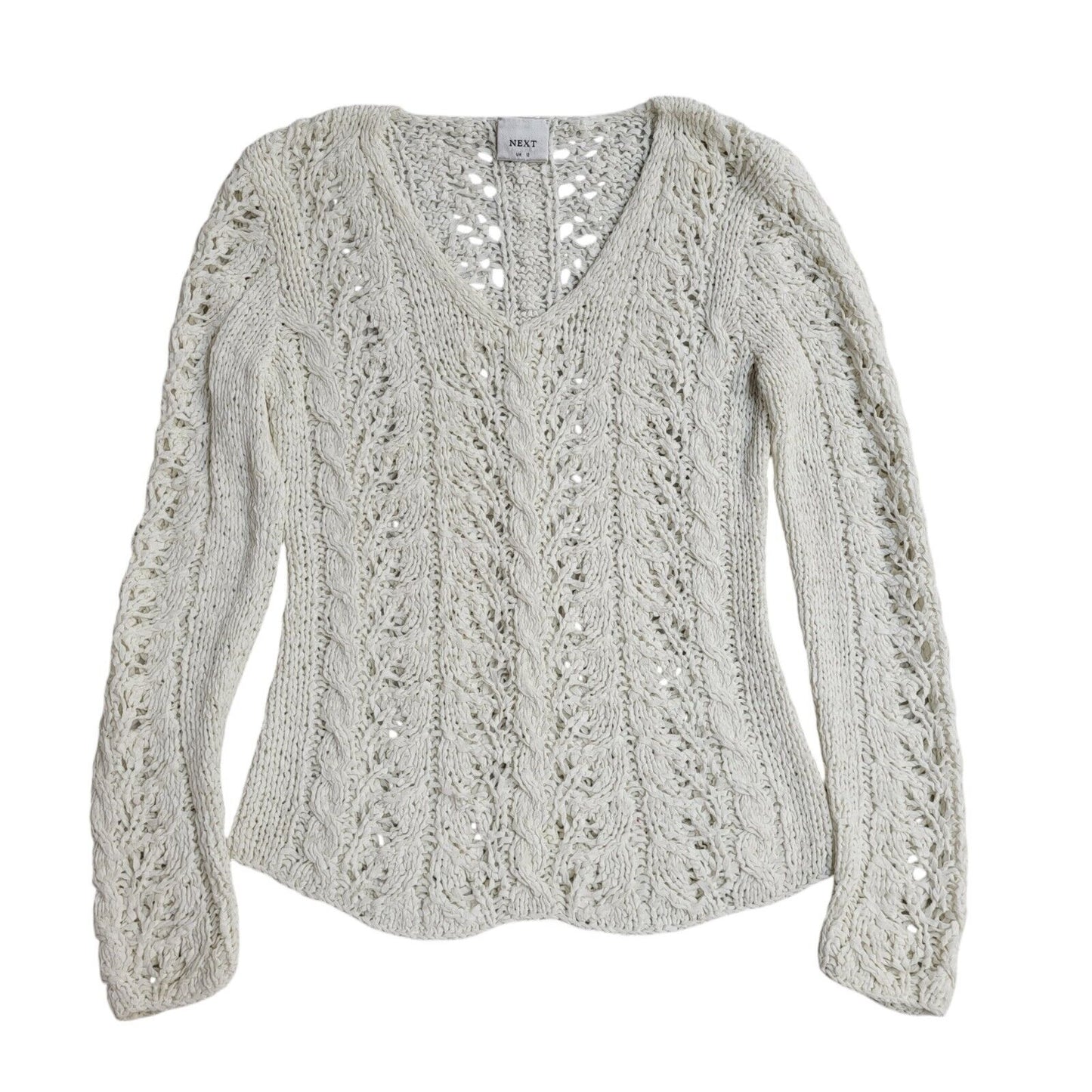 Next White V-Neck Mesh Vintage 90's Jumper UK Women's Size 12