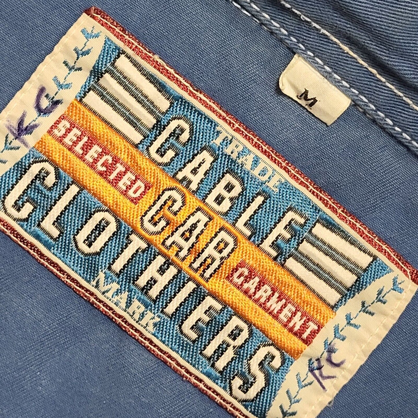 Cable Car 90s Vintage Blue Snap Fasten Shirt Uk Men's Size Medium