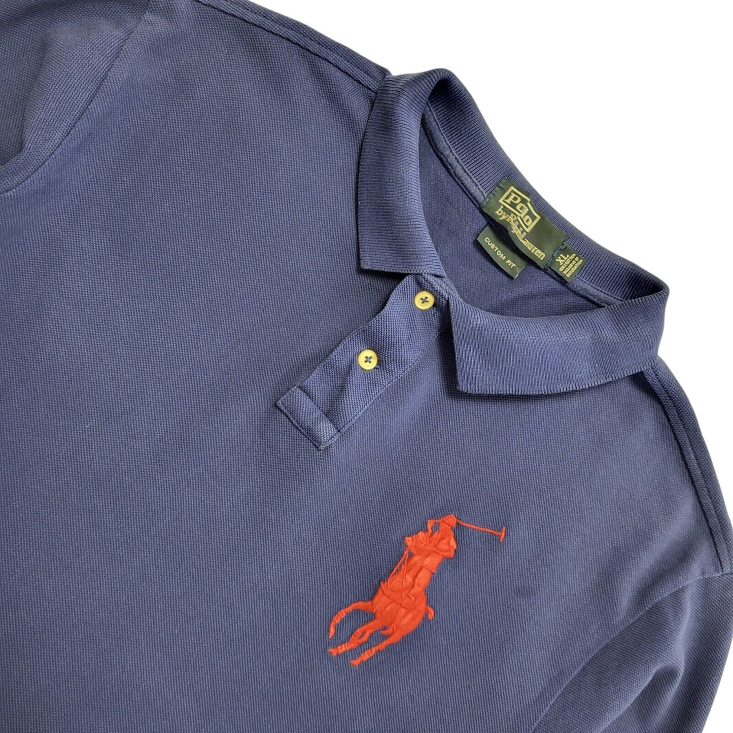 Polo Ralph Lauren 90s Vintage Blue Long Sleeve Polo Top Shirt Men's Size XL