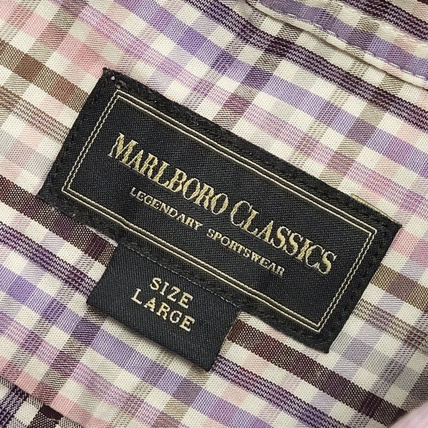 Marlboro Classics 90's Pink & Purple Check Long Sleeve Shirt Uk Men's UK L