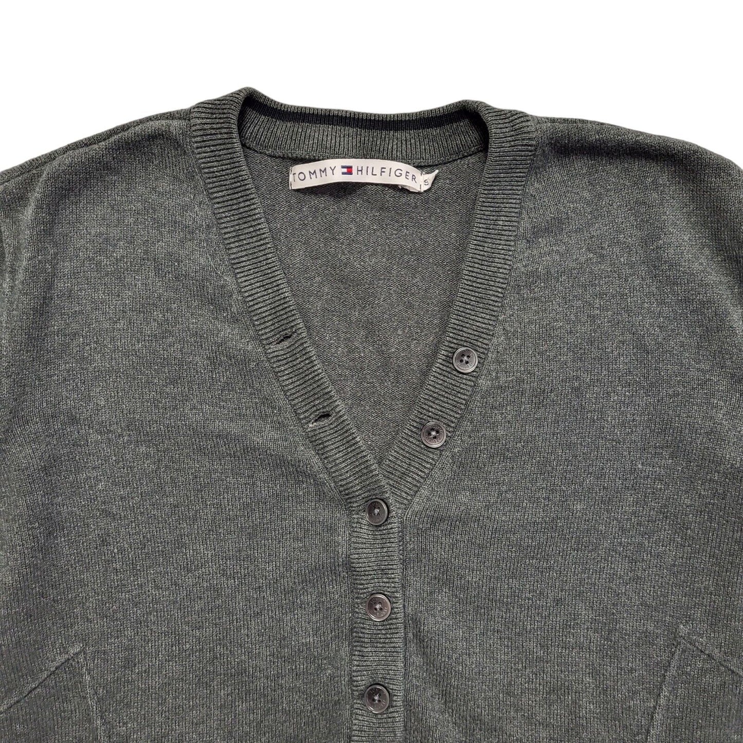 Tommy Hilfiger Y2k Grey V-Neck Jumper Uk Women's Size Small