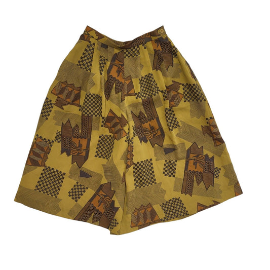 Jane More vintage 80's Brown Retro Abstract Culottes Womens UK Size 6 W24