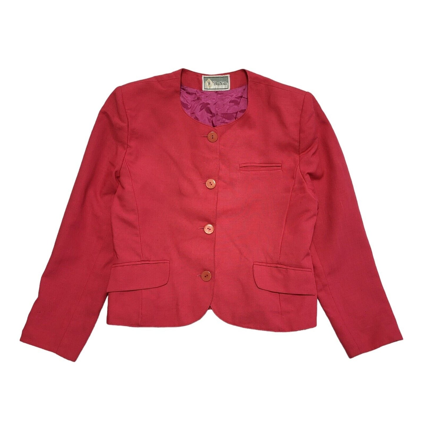 Burton Pink 80s Button Dress Jacket Uk Women's Size 12