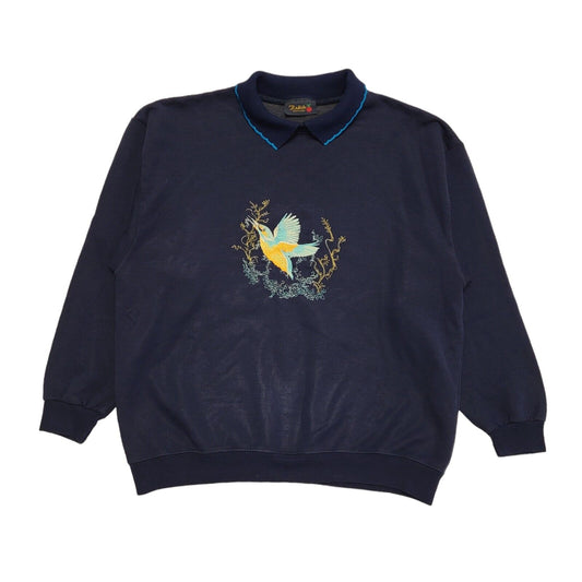 Radish 80s Vintage Navy Blue Cottage Core Sweatshirt Uk Women's Size XL