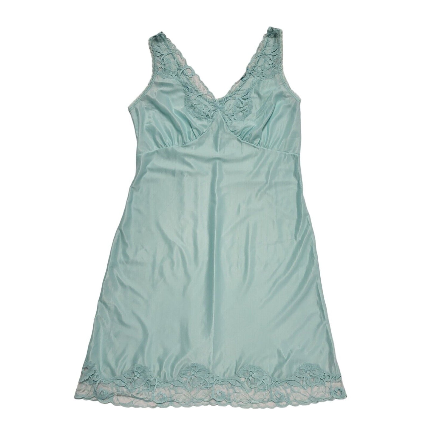 Textil 70s Vintage Light Blue Nightie Slip Dress Women's Size Large