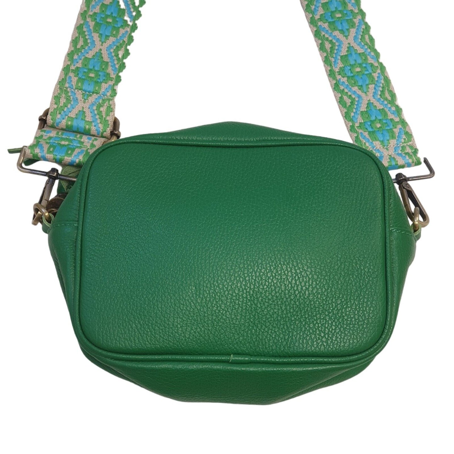 Borse In Pelle Green Leather Cross Body Shoulder Bag 9" x 6"