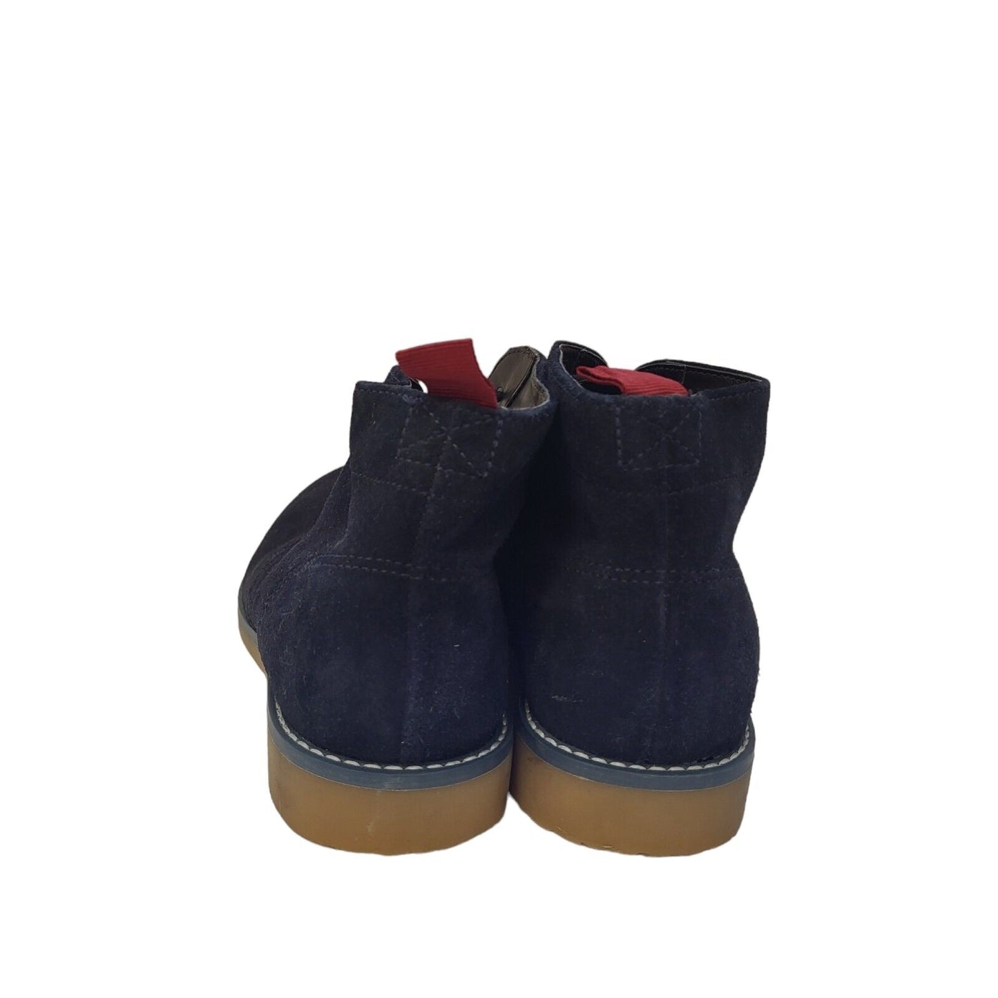 M&S Navy Blue Suede Leather Lace-Up Lined Boots Uk Kid's Size 4