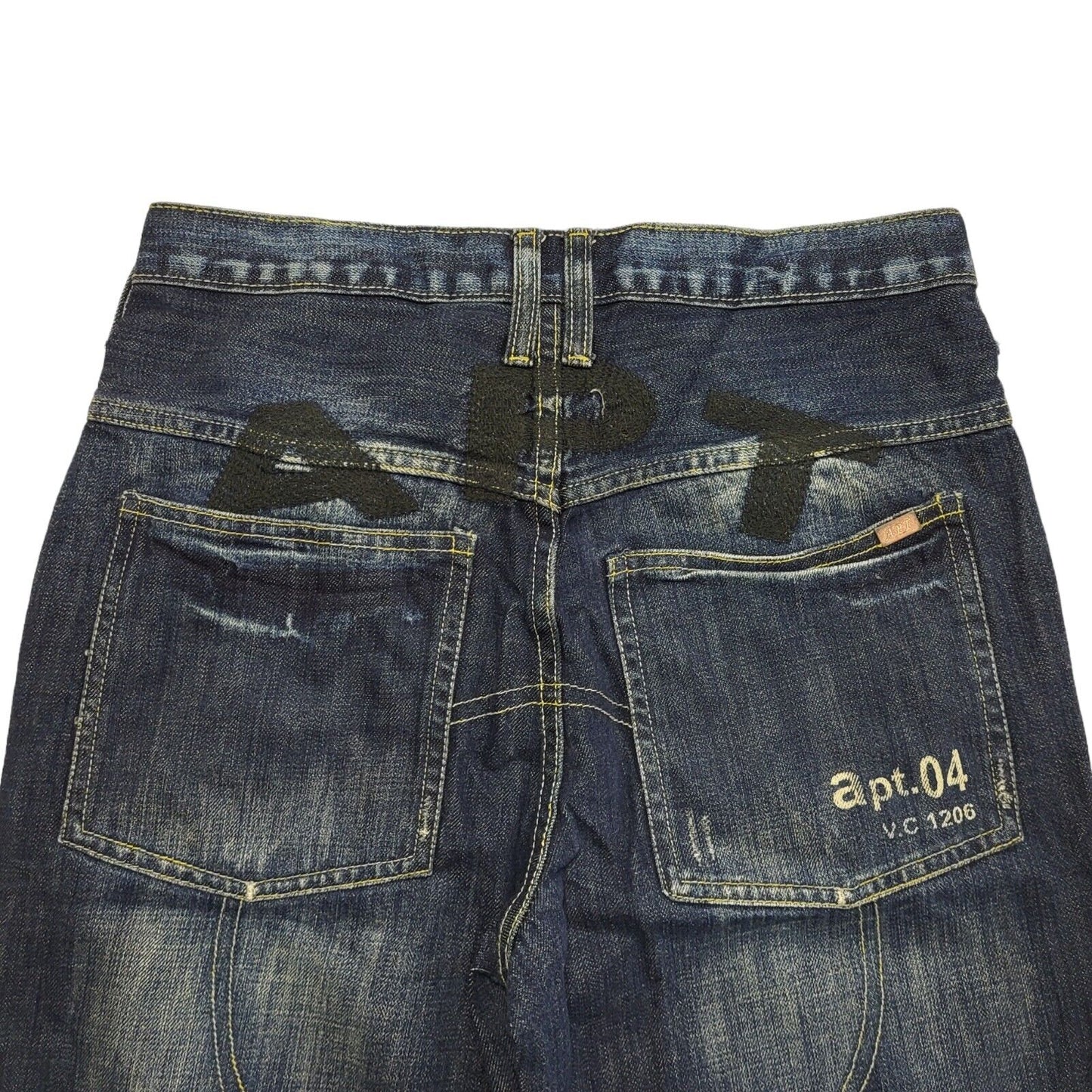 Apt 04 90s Dark Blue Straight Leg Denim Jeans Uk Men's Size S W30 L34