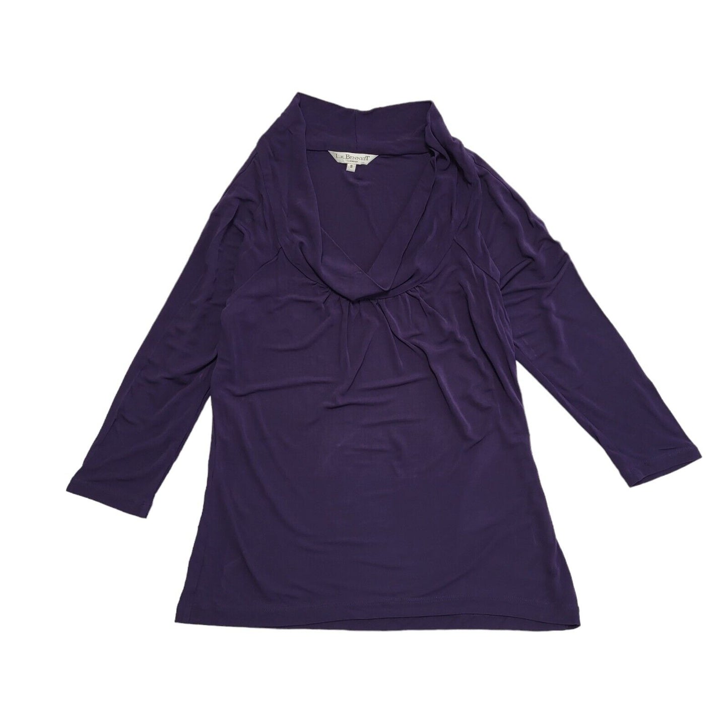 L.K.Bennett Vintage Y2K Purple 3/4 Sleeve Cowl Neck Top Womens UK S