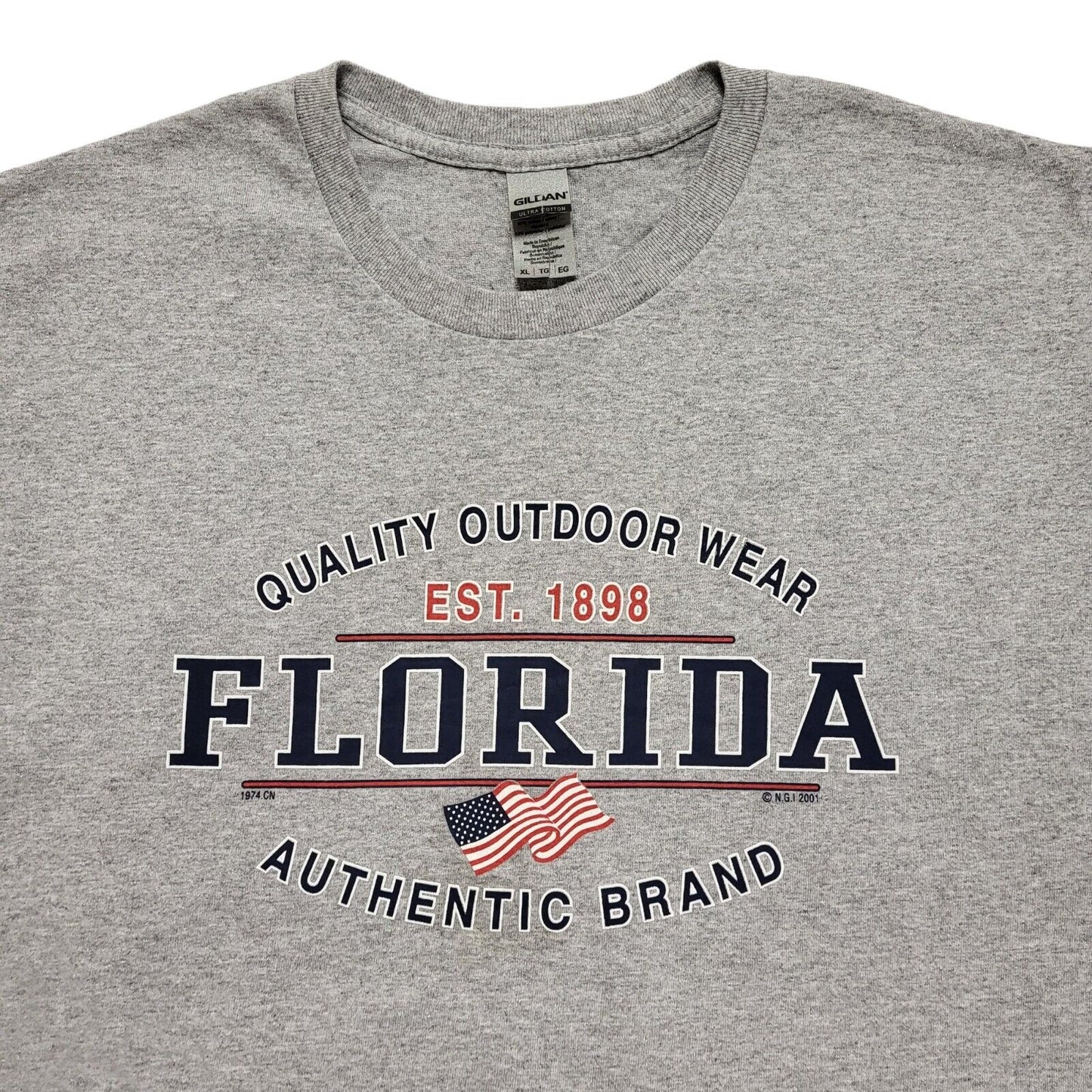 Gildan Vintage 80's  Grey Florida Short Sleeve T-Shirt Men's XL