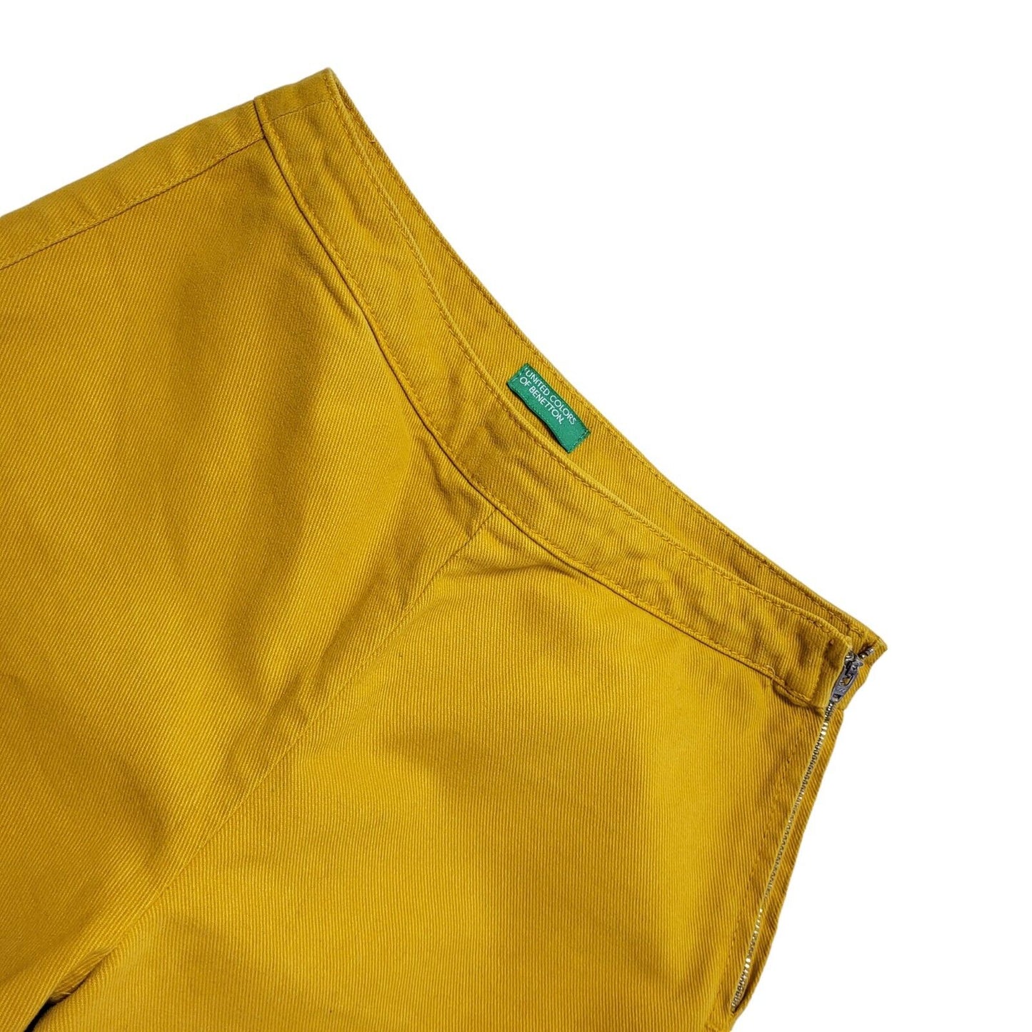 United Colors Of Benetton 80's Yellow Wide Leg Jeans Womens UK 6 W24 L33