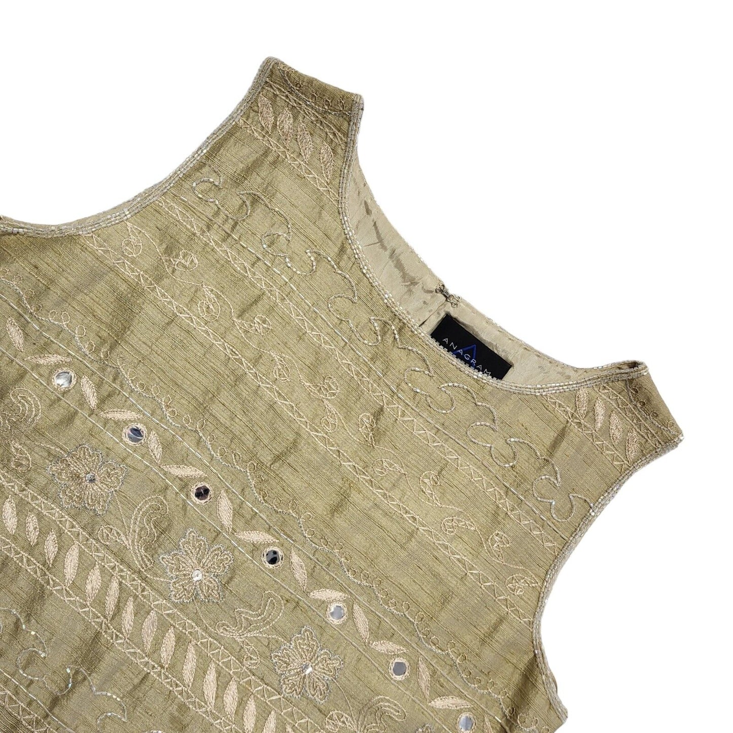 Anagram Vintage 90's Beige Sequin Sleeveless Top Womens UK Size 14