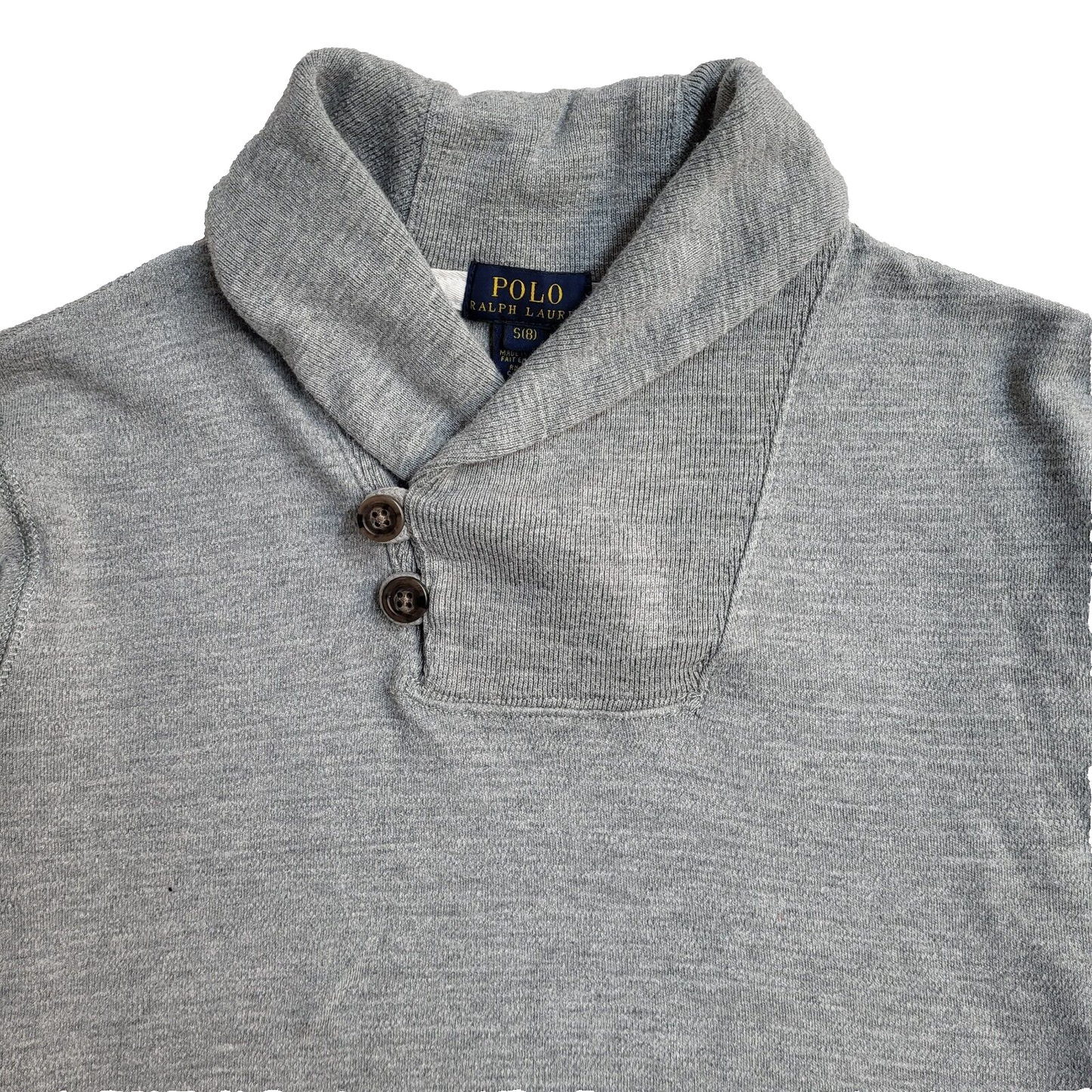 Polo Ralph Lauren Y2K Grey Button Long Sleeve Sweatshirt Boy's S Age 8