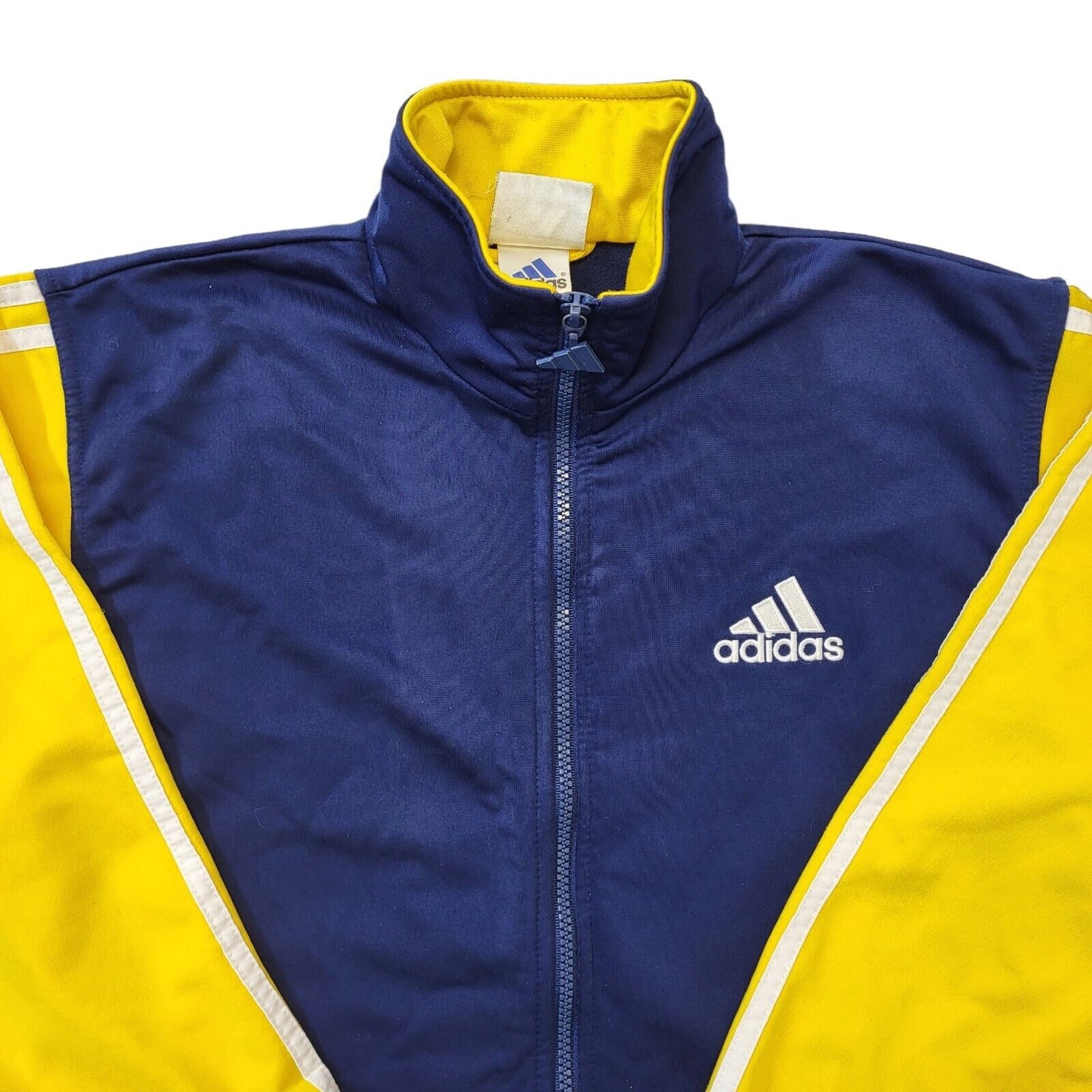 Adidas 90s Vintage Navy Blue & Yellow Zip Up Track Jacket Men's Size XS
