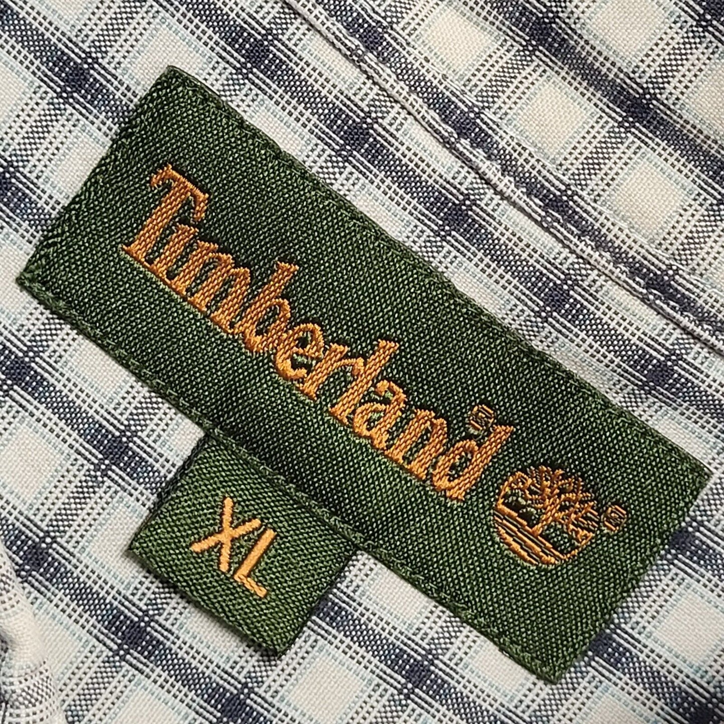 Timberland Vintage 90's Grey & Blue Checked Long Sleeve Shirt Mens UK XL