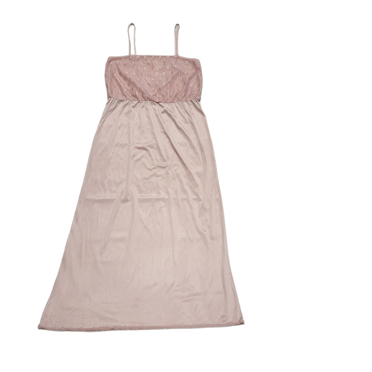 Vintage 70s St Michael Dusty Pink Nightie Nylon Dress Uk Women's Size 14