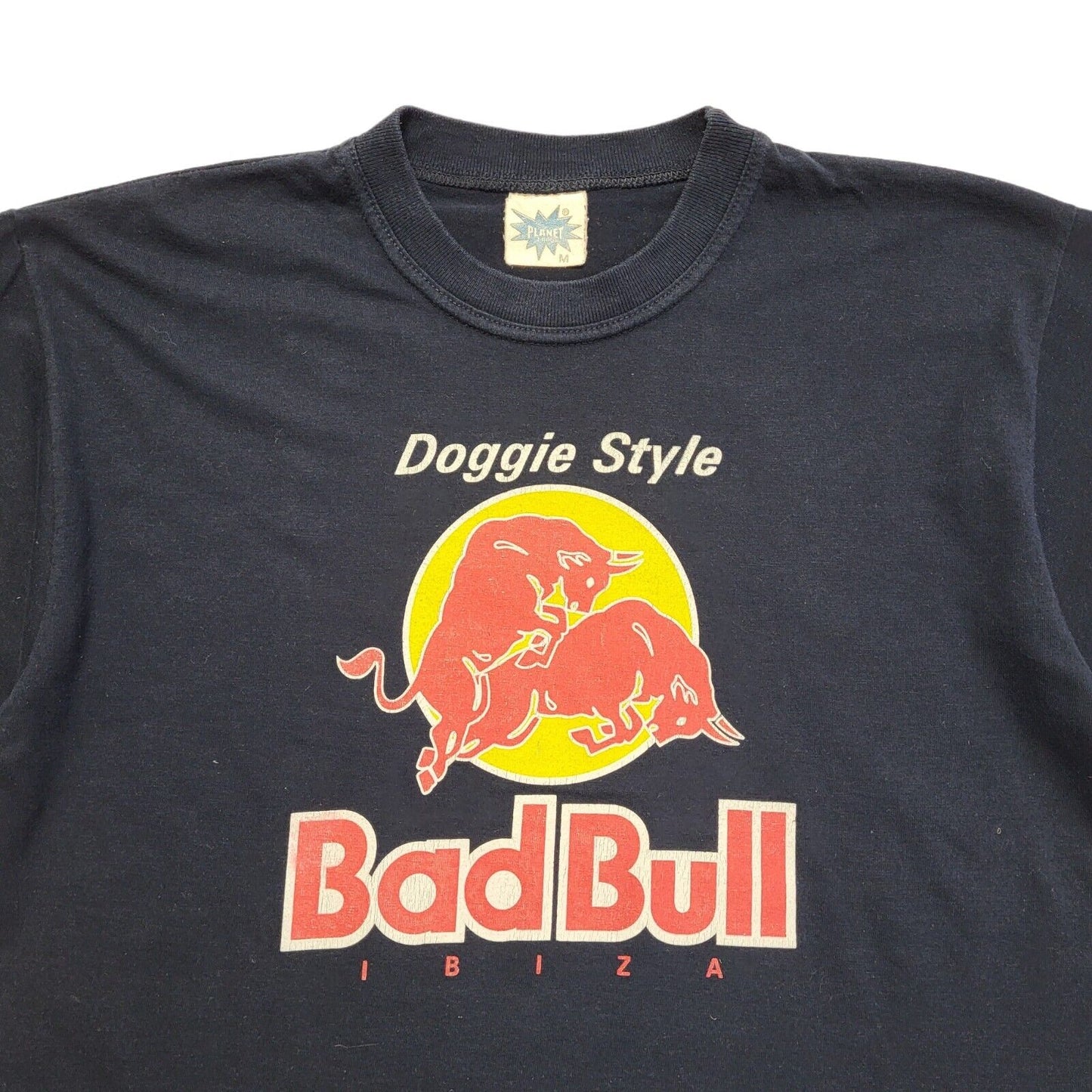 Planet Vintage Y2K Blue Badbull Ibiza Doggie Style Short Sleeve T-Shirt Womens M